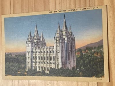 Curteich Linen Postcard Mormon Temple Salt Lake City Utah 902 Vintage Unposted - Image 1