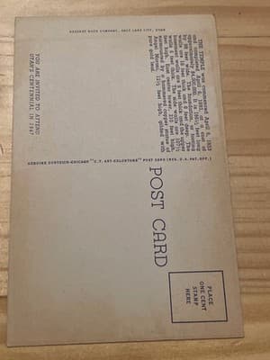 Curteich Linen Postcard Mormon Temple Salt Lake City Utah 902 Vintage Unposted - Thumbnail 2
