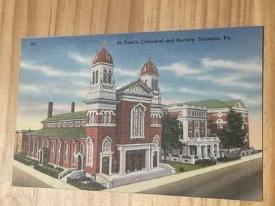 St Peters Cathedral Scranton PA Postcard Unposted Vintage Linen Style Multicolor - Image 1