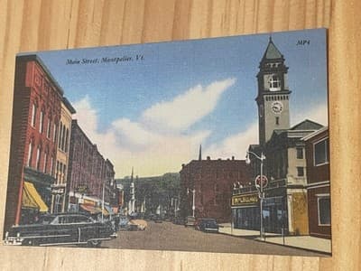 Main Street Montpelier VT Postcard Divided Back Riverside Paper Co Unposted - Image 1