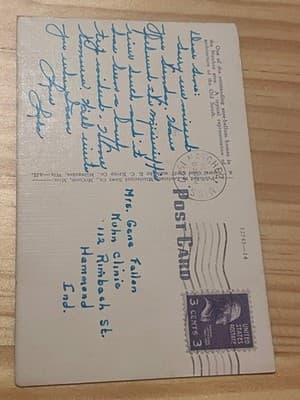 Natchez Mississippi Antebellum Home Postcard Mailed 3 Cent Handwritten Address - Thumbnail 2