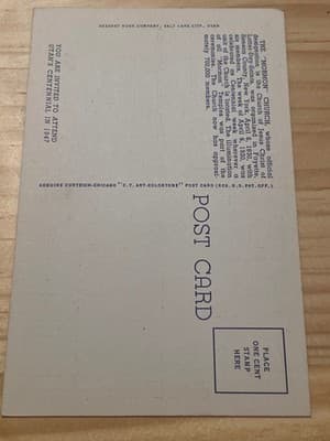 Curteich Mormon Temple Illuminated Postcard Salt Lake City Utah Linen 901 Unused - Thumbnail 2