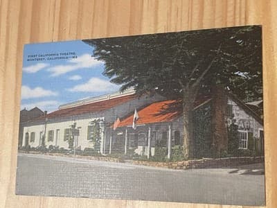 First California Theatre Monterey CA Postcard Linen Era Unposted Vintage 31944 - Image 1