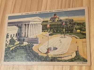 Vintage Supreme Court and Congressional Library Postcard Washington DC Unposted - Image 1