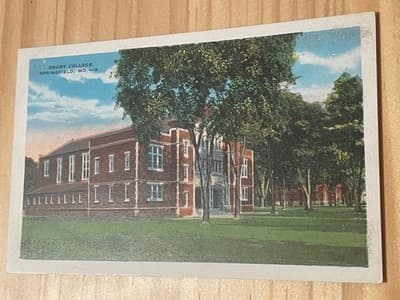 Drury College Postcard E C Kropp Co Springfield MO Clara Thompson Hall Unposted - Image 1