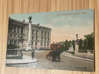 Leighton Valentine Postcard View at State House Boston Mass 1912 Vintage Stamped - Image 1