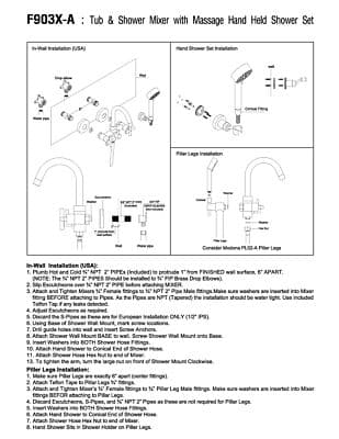 MODONA 6" European Style Tub & Shower Mixer with Hand Held Shower Set – Cro... - Thumbnail 6
