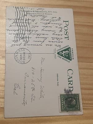 Leighton Valentine Postcard View at State House Boston Mass 1912 Vintage Stamped - Thumbnail 2