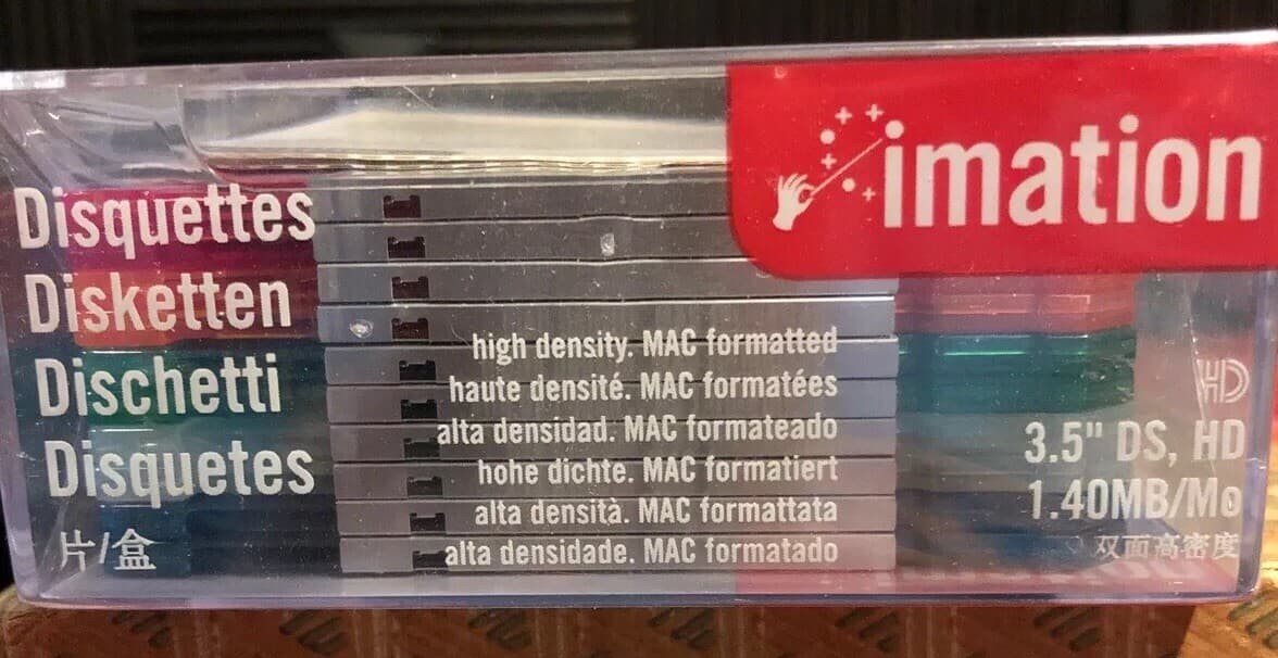 Imation NEON Color MAC PC 3-1/2" Diskettes Hard Case 10 Pk 1.40MB 2HD Floppy USA - Thumbnail 3
