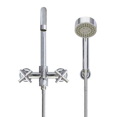 MODONA 6" European Style Tub & Shower Mixer with Hand Held Shower Set – Cro... - Thumbnail 2