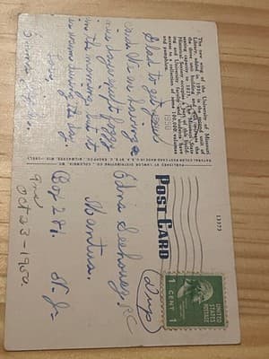 New Library University of Missouri Columbia MO Linen Postcard 1950 Stamped Used - Thumbnail 2