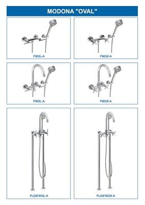MODONA 6" European Style Tub & Shower Mixer with Hand Held Shower Set – Cro... - Thumbnail 5