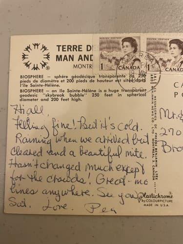 Vintage Biosphere Postcard - Montréal Expo 67 - Thumbnail 4