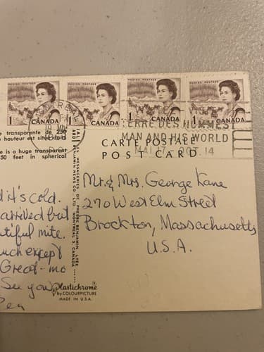 Vintage Biosphere Postcard - Montréal Expo 67 - Thumbnail 3