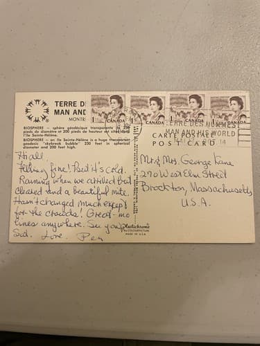 Vintage Biosphere Postcard - Montréal Expo 67 - Thumbnail 2