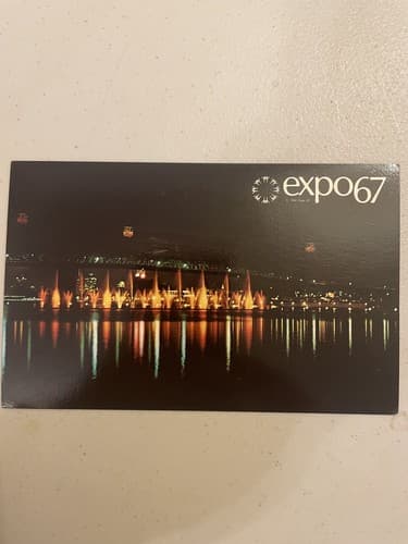 Vintage Expo 67 Postcard Montreal Canada dancing waters fountain - Image 1
