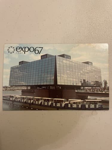 Expo67 TRAIN SCENE Montreal Quebec pavilion postcard - Image 1