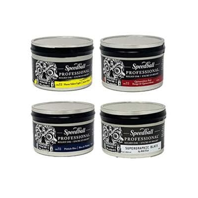 Speedball Professional Relief 4-Color Ink Set Supergraphic Black Quinacridone... - Thumbnail 2