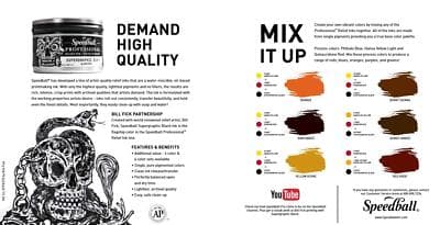 Speedball Professional Relief 4-Color Ink Set Supergraphic Black Quinacridone... - Thumbnail 8