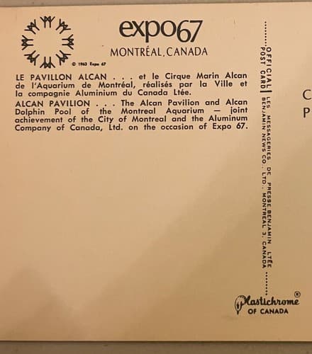 Expo 67 Montreal Canada Postcard Alcan pavilion - Thumbnail 3