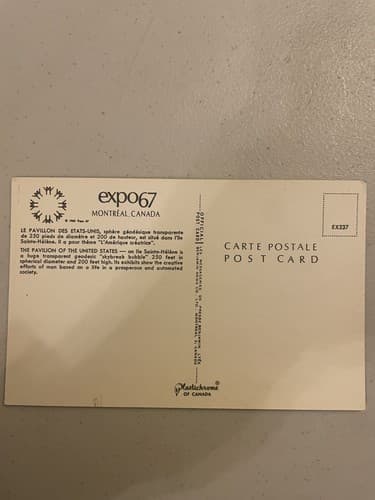 Expo 67 Montreal Canada Postcard USA pavilion United States - Thumbnail 2