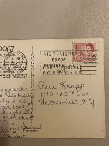 1967 Montreal World's Fair EXPO 67 Postcard "Canada's Pavilion" Night View - Thumbnail 3