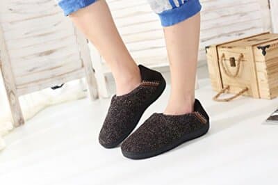 HomyWolf Unisex Memory Foam Coral Fleece House Slippers Warm Soft Slippers 44/45 - Thumbnail 5