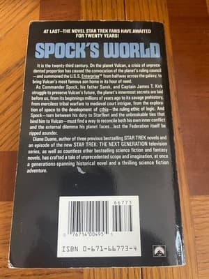 Star Trek Spock's World Diane Duane Paperback Pocket SciFi Novel Mass Market - Thumbnail 2