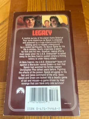 Star Trek Legacy #56 Michael Jan Friedman Paperback Pocket Books Sci-Fi Novel - Thumbnail 2