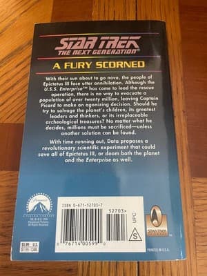 Star Trek The Next Generation A Fury Scorned Pamela Sargent Paperback Pocket - Thumbnail 2