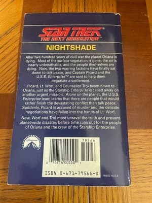 Star Trek The Next Generation Nightshade Paperback Laurell K Hamilton Pocket - Thumbnail 2