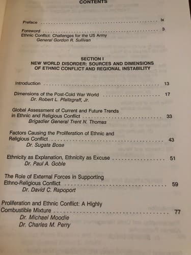 AUTOGRAPHED ethnic conflict & regional instability implications US policy & Army - Thumbnail 3