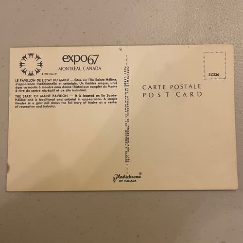 Postcard Expo 67 Montreal Canada State Maine Pavilion D54 | eBay - Thumbnail 2
