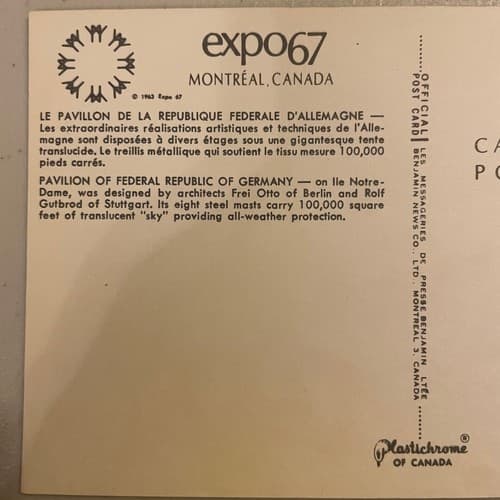 EXPO 67 - Montreal, CANADA - Man & His World - Pavilion Germany - 1967 | - Thumbnail 3