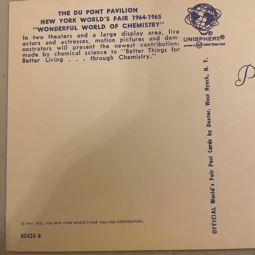 USA The Du Pont Pavilion New York World's Fair Vintage Postcard - Thumbnail 3