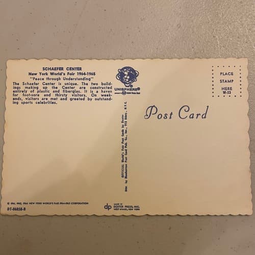 Vintage Postcard Schaefer Center New York World's Fair 1964-1965 - Thumbnail 2