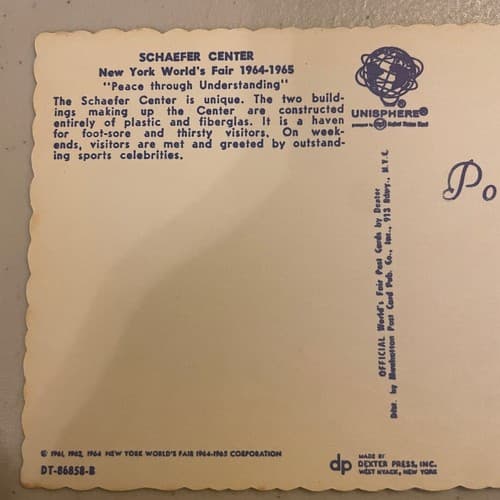 Vintage Postcard Schaefer Center New York World's Fair 1964-1965 - Thumbnail 3