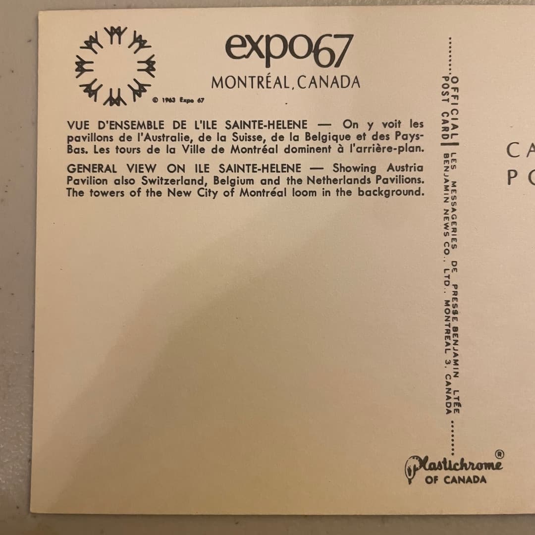 Canada Expo 67 Montreal General View On Ile Sainte Helene Postcard Canada - Queb - Thumbnail 3