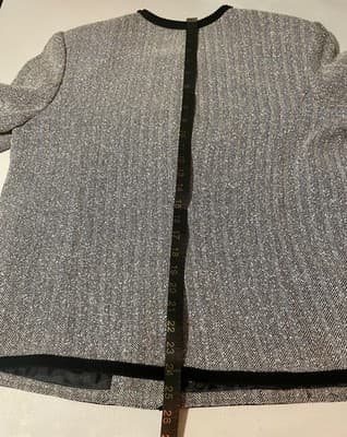 Koret Blazer Womens 16 Black Herringbone Tweed Collarless Button Front Lined - Thumbnail 13