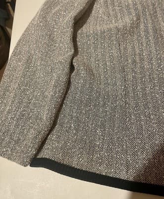 Koret Blazer Womens 16 Black Herringbone Tweed Collarless Button Front Lined - Thumbnail 5