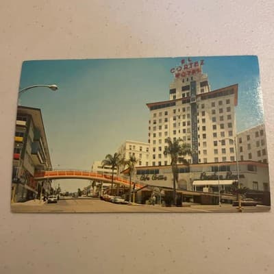 The El Cortez Hotel San Diego California SKy Bridge Glass Elevator Postcard - Image 1