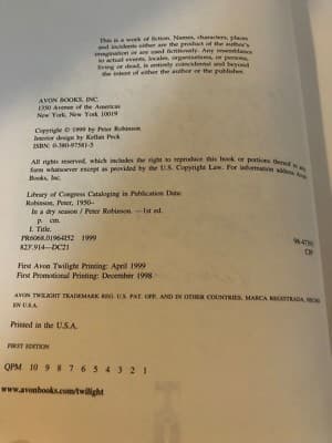 AUTOGRAPHED 1st Edition: In a Dry Season (Inspector Banks Novels) - Thumbnail 3