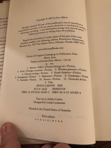 AUTOGRAPHED Natives and Exotics 1st Edition Hardcover Jane Alison - Thumbnail 4