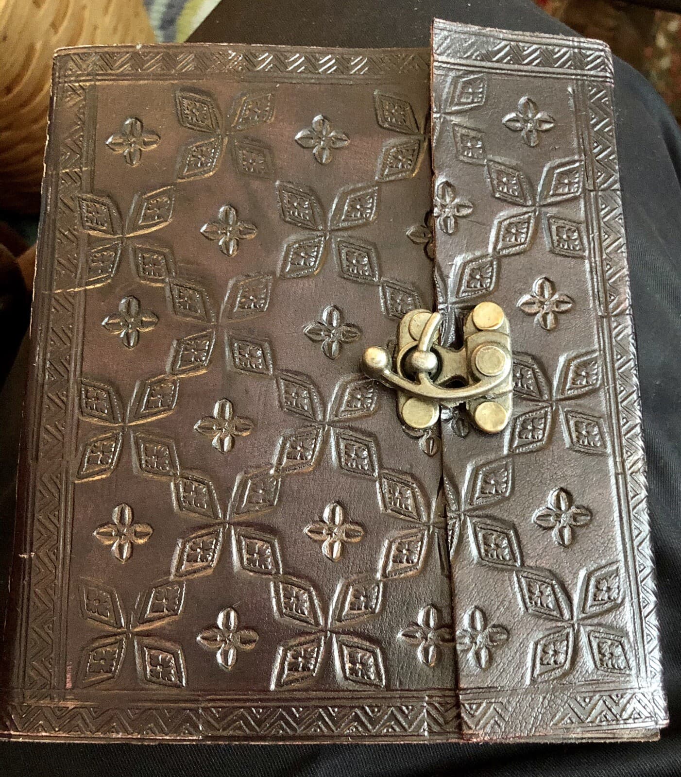 Elaborate Handmade hand tooled decorated Leatherbound Journal Handcrafted Paper - Thumbnail 2