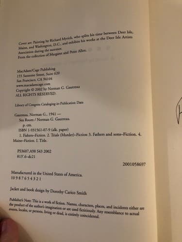 AUTOGRAPHED Sea Room 1st Edition Hardcover Norman G Gautreau - Thumbnail 4
