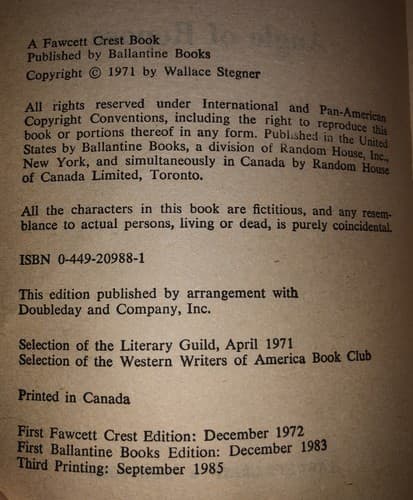 L39/ Angle of Repose Wallace Stegner 1985 Printing - Thumbnail 3