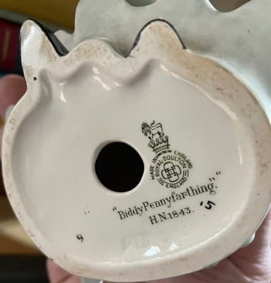 Royal Doulton Figurine Biddy Pennyfarthing HN1843 Porcelain Vintage England - Thumbnail 5