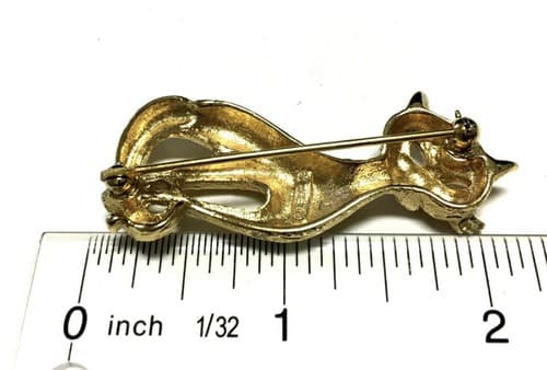 Vintage MONET Gold Retro CAT Brooch PIN Siamese Kitty Mint Condition signed - Thumbnail 6