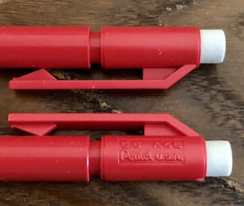 NOS Pentel A45 USA Red Mechanical Pencil 0.5mm Fine Point Eraser Clip - Thumbnail 2