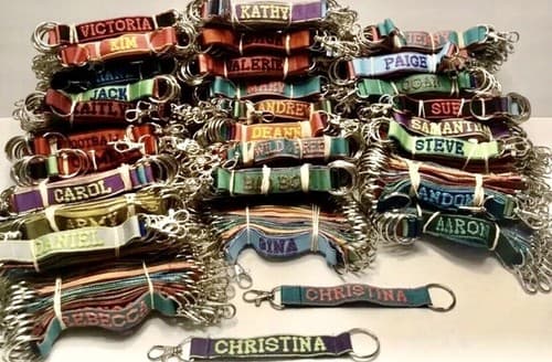 #1 TEACHER Personalized Embroidered key Strap Key Ring keychain W/ Clasp - Thumbnail 3